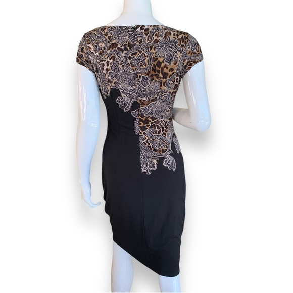 CACHE’ BLACK/GOLD BODYCON DRESS. WOMEN’S SIZE SMALL - Picture 2 of 7